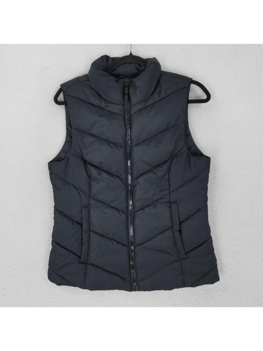 Cole Haan Vest Womens Small Black Quilted Puffer Full Zip Pockets Warm Casual